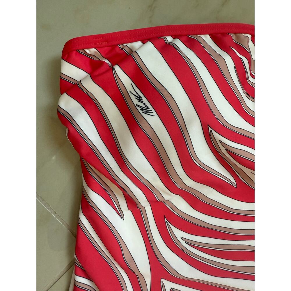 MICHAEL KORS bandeau one piece orange black white zebra print strapless swimsuit - Picture 8 of 9